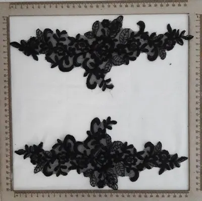 Black Corded Plain Polyester Domestic Broderie Appliqué