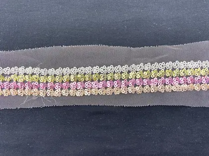 Şampanya Pullu İthal Bant Tül · 2,5 cm