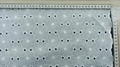 Bleached Cotton Domestic Broderie Tape Voile · 33 cm