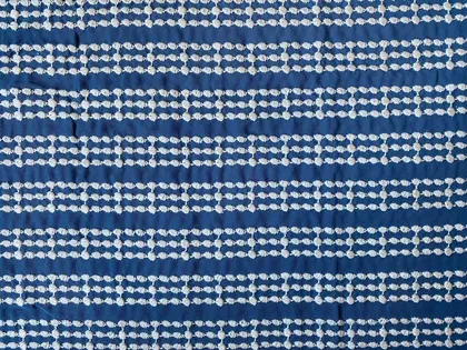 Blue Non-lycra Cotton Domestic Broderie