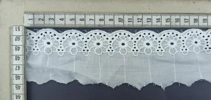 Bleached Matte Polyester Domestic Broderie Tape Voile · 6 cm
