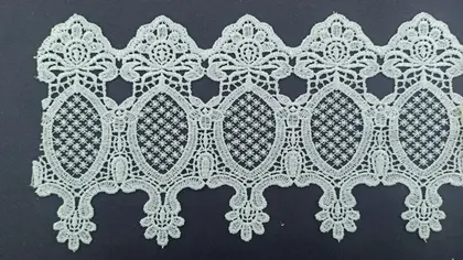 Greige Polyester Domestic Guipure Broderie Tape · 15 cm