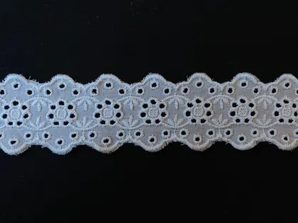 Bleached Matte Polyester Domestic Broderie Tape Voile · 4,5 cm