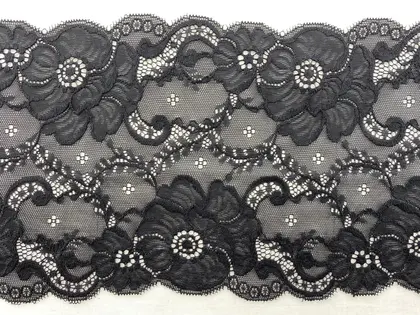 Black Lycra Nylon Imported Tape Lace · 17 cm
