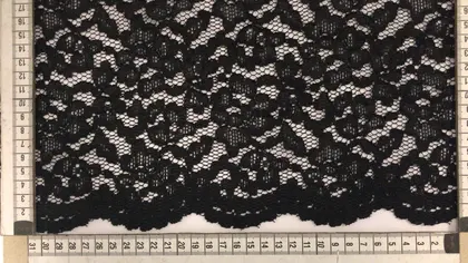 Black Corded Polyester Domestic Lace · 145 cm