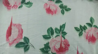 Beyaz Zemin Üzeri Dijital Baskılı Likralı Tül, Pembe-Yeşil