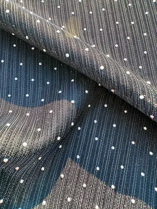 23340 Kumaş · İthal · Lez · Taş Baskı · Şifon · Simli · Polyester · 150 Cm