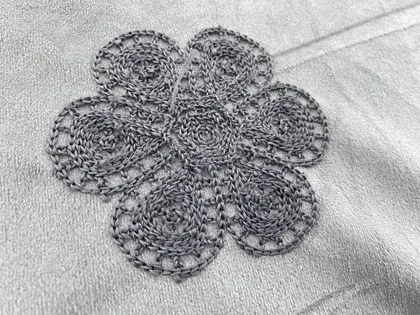 20791 Domestic Embroidered Polyester Suede Lace Fabric Grey 155 cm