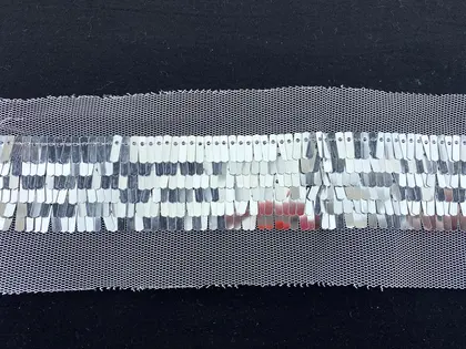 White Sequined Imported Tape Tulle · 3,5 cm