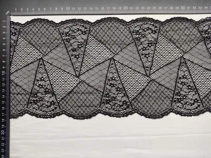 Black Lycra Nylon Imported Tape Lace · 18 cm