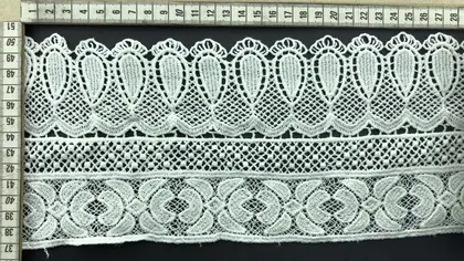 Greige Matte Polyester Domestic Broderie Tape · 14 cm