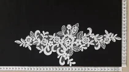 Greige Corded Plain Polyester Broderie Appliqué