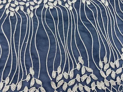 Black Tambour embroidered Yarn Domestic Chiffon · 145 cm