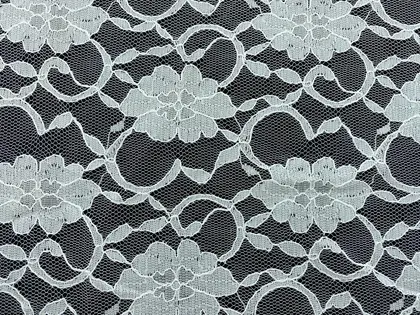White Corded Non-lycra Polyester Domestic Lace · 150 cm