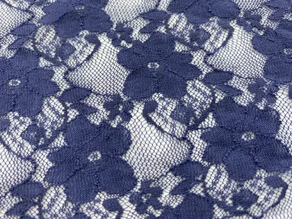 Navy Lycra Nylon Imported Lace · 150 cm