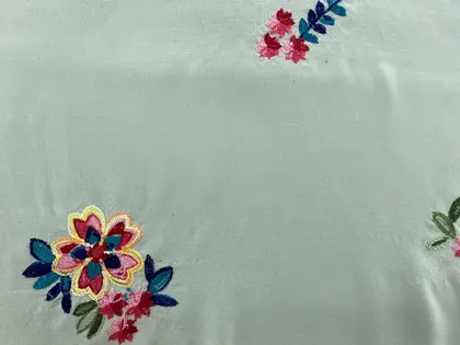 White Embroidered Ground Polyester Imported Broderie Chiffon