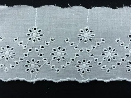Bleached Matte Polyester Domestic Broderie Tape Voile