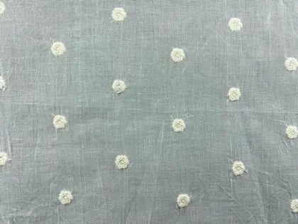 9394 Broderie · Domestic · Lace · Muslin Cloth Fabric · Beige Ground · Raw Dotted