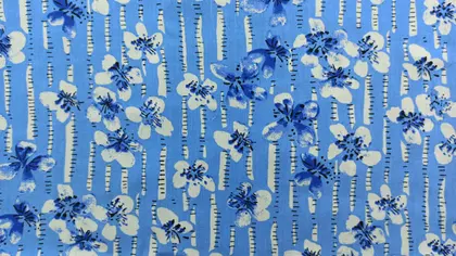 Blue Patterned Viscose Domestic Fabric · 150 cm