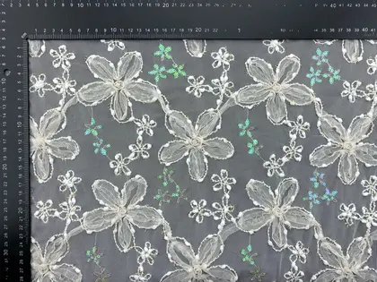 20521 Fabric · Imported · Lace · Polyester · Glittery · Beige · 150 cm