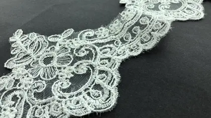 Greige Eyelash Polyester Domestic Broderie Appliqué