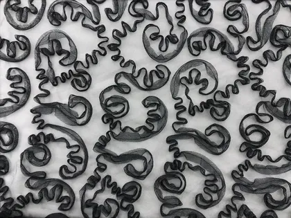 Siyah Süzeneli Tül Kumaş - 125 cm