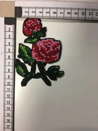 Rosa Bordado Poliéster Appliqué