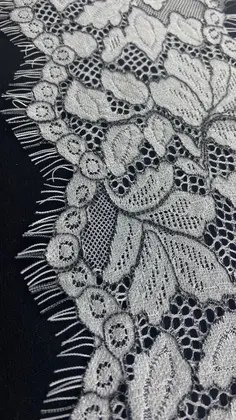 22971 Lace · Imported · Band · Cotton Corded Polyester Black-Beyaz · 14 cm