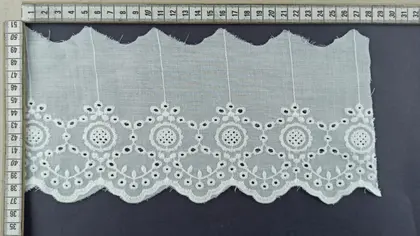 Greige Cotton Domestic Broderie Tape Tulle