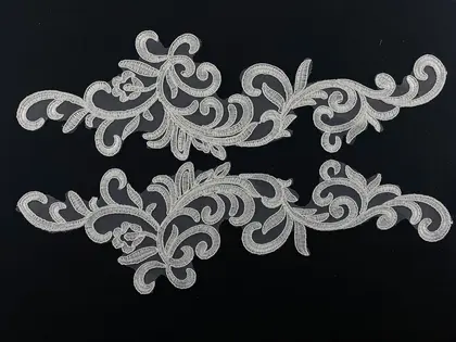 Greige Plain Polyester Broderie Appliqué