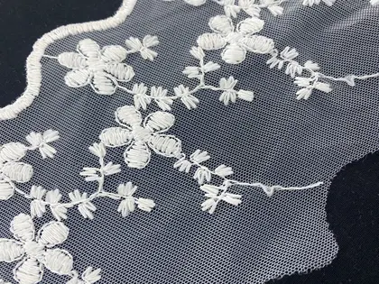 Ham Mat Polyester Tül Üzeri Brode Bant - Yerli, 12 cm
