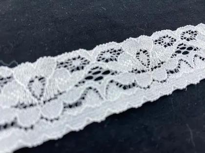 Greige Nylon Lycra Imported Tape Lace · 3 cm