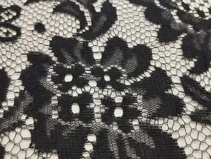 Düz Siyah Sakallı Mikro Polyester Dantel