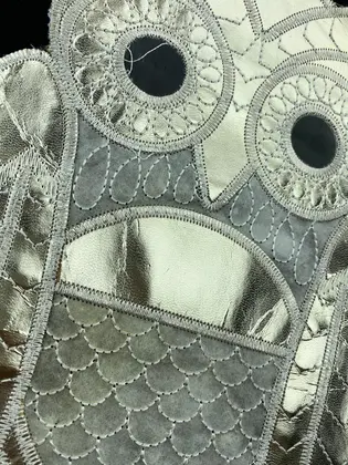 Silver Embroidered Polyester Tape · 20 cm
