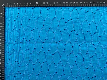 Saxon blue Cotton Domestic Broderie Voile · 130 cm