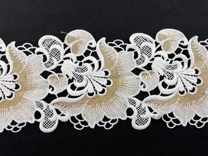 White Matte Lurex Polyester Imported Broderie Tape · 12 cm