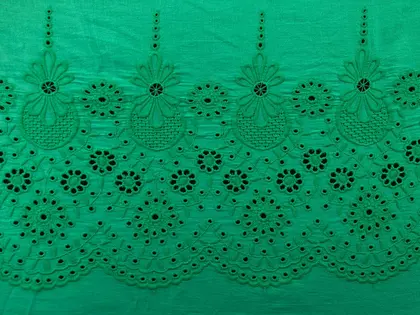 Green Cotton Domestic Broderie Voile