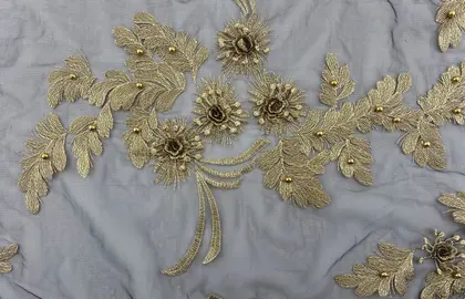 Black Gold Polyester Imported Broderie