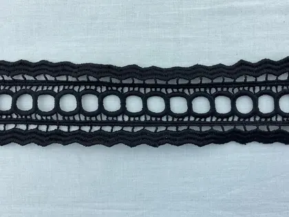 Black Matte Polyester Domestic Guipure Broderie Tape