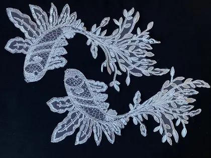 Greige Plain Polyester Broderie Appliqué