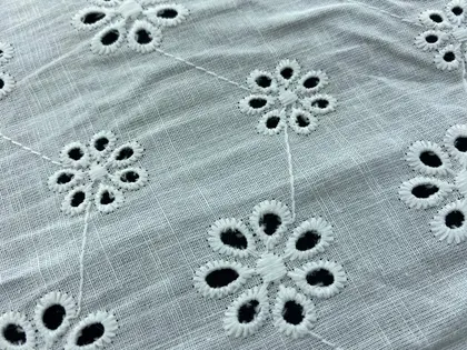 Ecru Linen Cotton Domestic Broderie · 135 cm