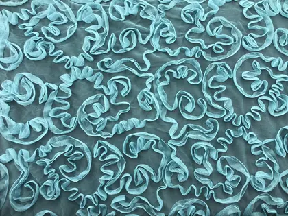 Mint Tambour embroidered Polyester Domestic Tulle · 130 cm