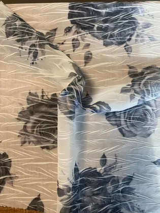 Tissu · Local · Lez · Polyester · Blanc-laci̇vert · 145 Cm