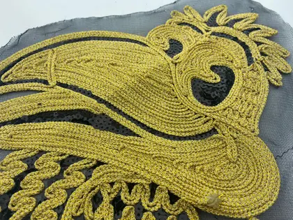 Black Embroidered Sequined Lurex Polyester Tape Appliqué · 25 cm