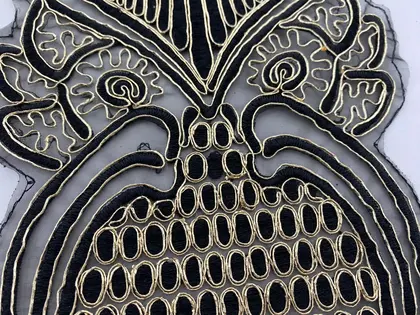 Black Embroidered Lurex Polyester Appliqué · 20 cm