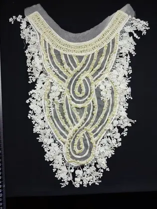 Beyaz Payetli İthal Yaka - Polyester, 2842 Model