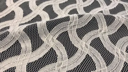 Bleached Lurex Polyester Domestic Lace