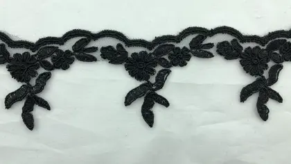 3148 Broderie · Local · Band · Polyester · Corded · Black · 7cm