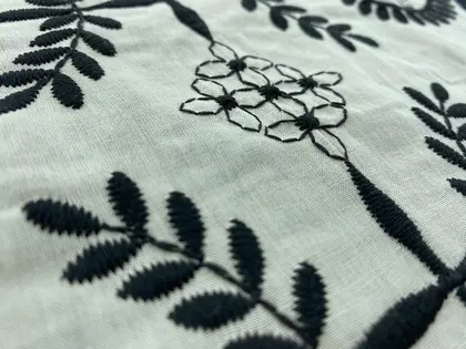 Black Yarn Ground Cotton Domestic Broderie Voile
