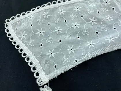 Bleached Cotton Domestic Tape Collar Voile · 38 cm
